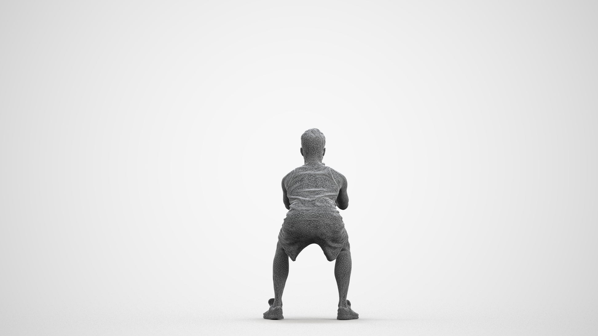 photogrammetry 3D man sport, realistic human model archviz FBX, wireframe front view