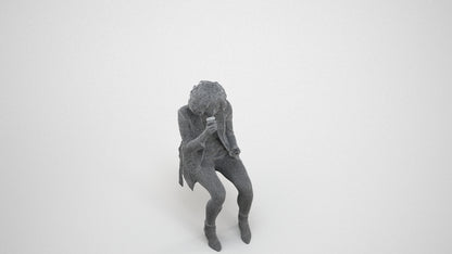 3D people model woman business sitting, scanned human for 3ds Max rendering, wireframe three-quarter view