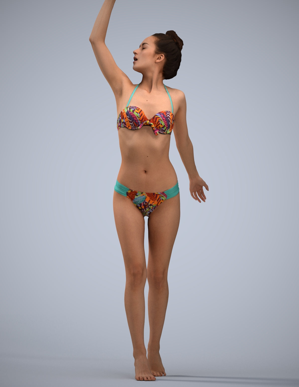 3D people model woman sport pool, scanned human for 3ds Max rendering