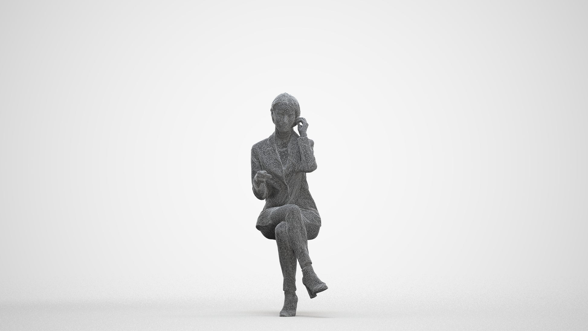 3D scanned woman business, photorealistic archviz people for Enscape and SketchUp, three-quarter front view render