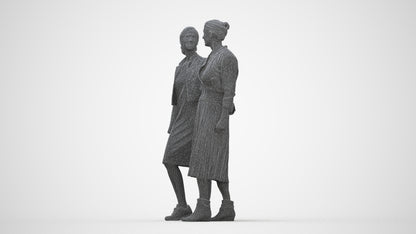 3D human model senior woman casual kids, photogrammetry scanned person for archviz, wireframe back view