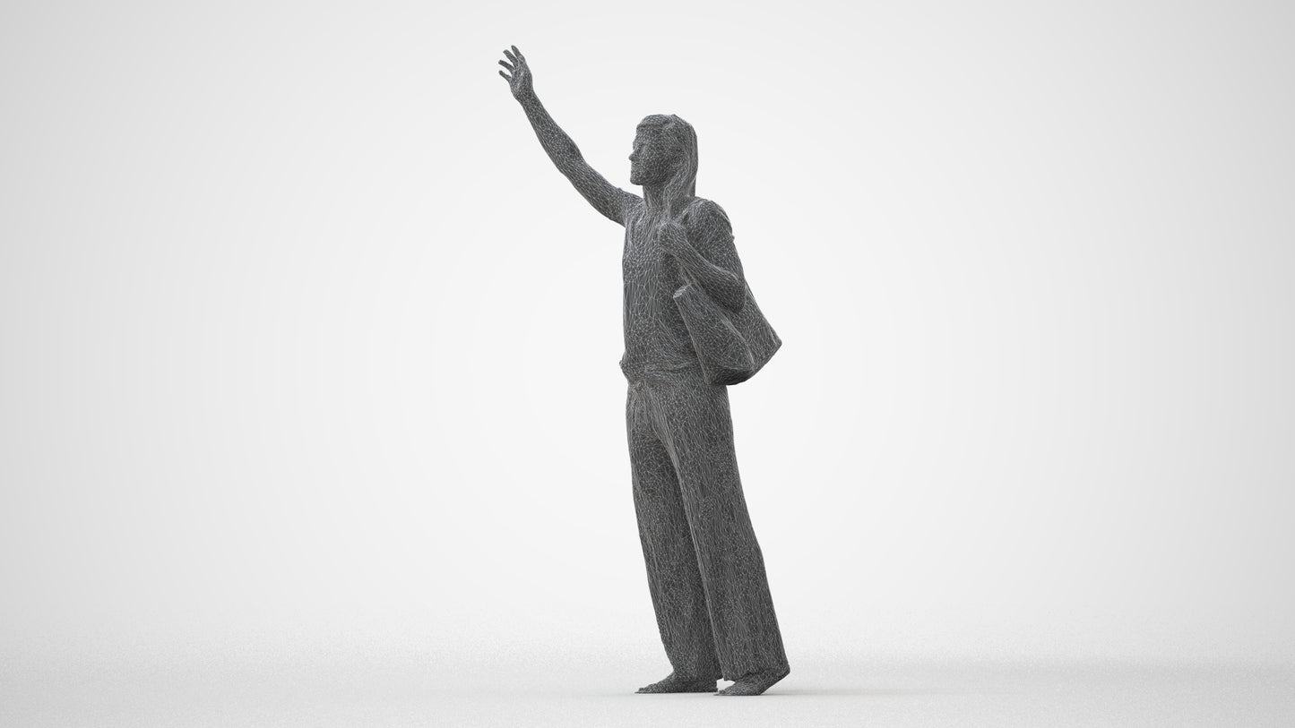 3D scanned woman standing casual, photorealistic archviz people for Enscape and SketchUp, square thumbnail