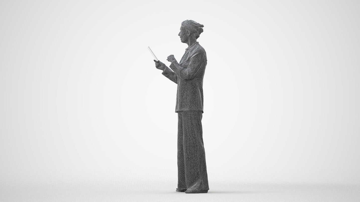 3D scanned senior woman business, photorealistic archviz people for Enscape and SketchUp, square thumbnail