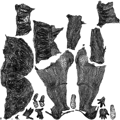 3D human model woman casual sitting, photogrammetry scanned person for archviz, wireframe top-down view