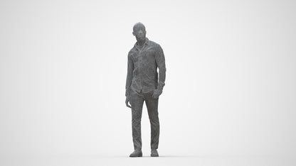 photogrammetry 3D man business walking, realistic human model archviz FBX, wireframe back view
