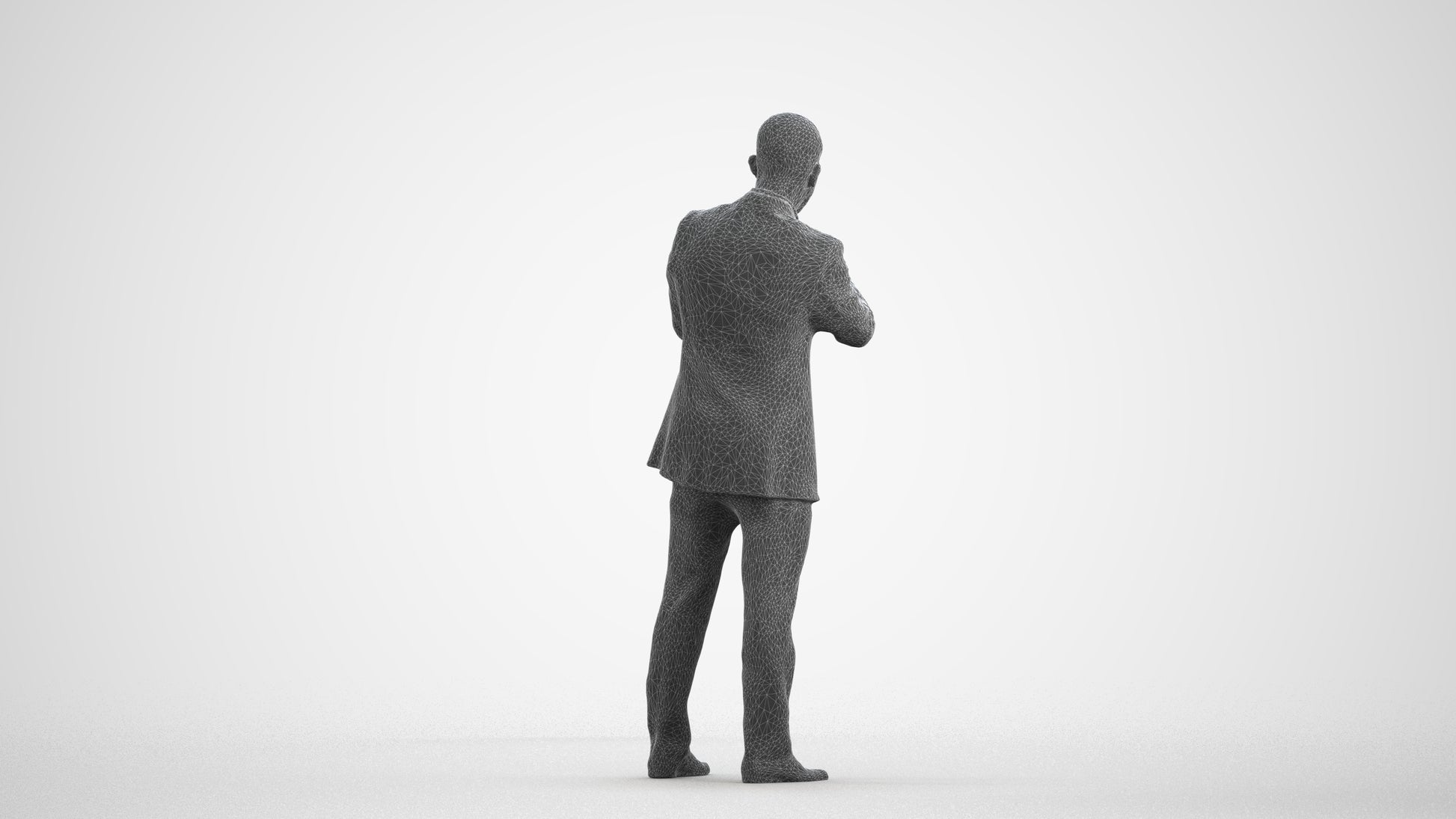 photogrammetry 3D man business, realistic human model archviz FBX, wireframe front view