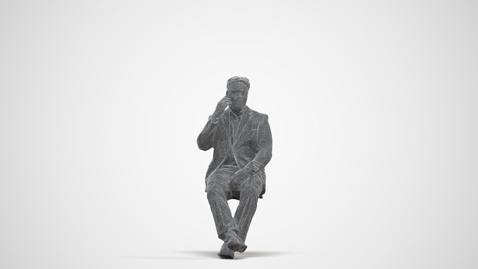 3D people model man business, scanned human for 3ds Max rendering, three-quarter front view render