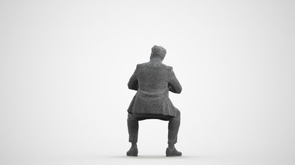 3D people model man business, scanned human for 3ds Max rendering, wireframe front view