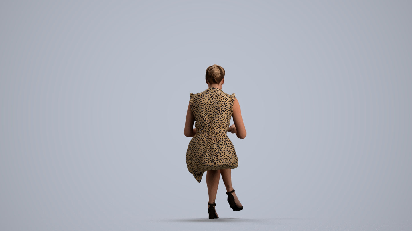 3D scanned woman sitting casual, photorealistic archviz people for Enscape and SketchUp, front view render