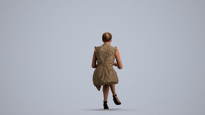3D scanned woman sitting casual, photorealistic archviz people for Enscape and SketchUp, front view render