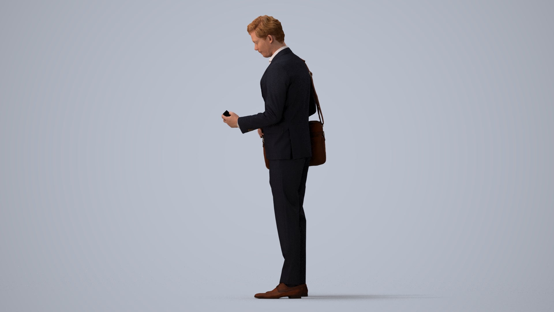 realistic 3D man business, scanned archviz people for Blender and 3ds Max, three-quarter view render