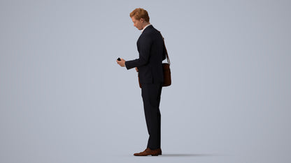 realistic 3D man business, scanned archviz people for Blender and 3ds Max, three-quarter view render