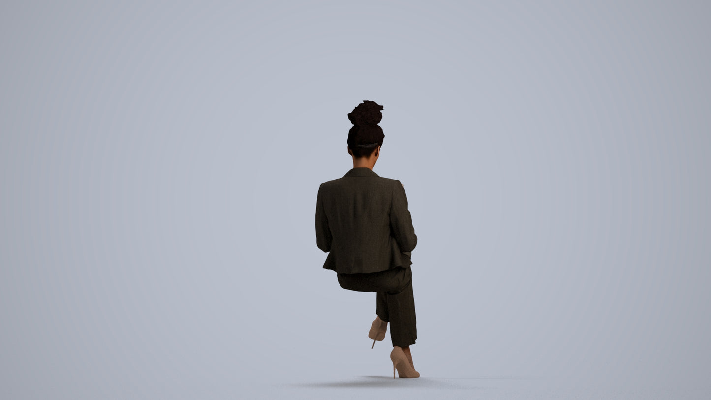 3D scanned woman business, photorealistic archviz people for Enscape and SketchUp, front view render