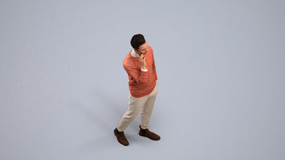 3D human model man casual walking, photogrammetry scanned person for archviz, back view render