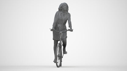 3D people model woman casual cycling, scanned human for 3ds Max rendering, wireframe back view
