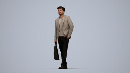 scanned 3D man casual standing, photogrammetry people for Enscape and V-Ray, top-down view render