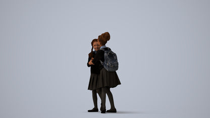 realistic 3D human girl kids, archviz people FBX OBJ for Blender, three-quarter view render