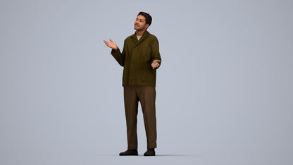 realistic 3D man casual standing, scanned archviz people for Blender and 3ds Max, top-down view render