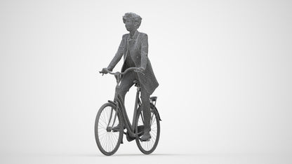 realistic 3D people woman business cycling, render-ready for V-Ray and Corona, FBX OBJ, wireframe back view