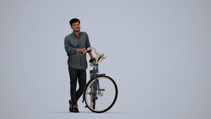 realistic 3D man casual sitting, scanned archviz people for Blender and 3ds Max, top-down view render