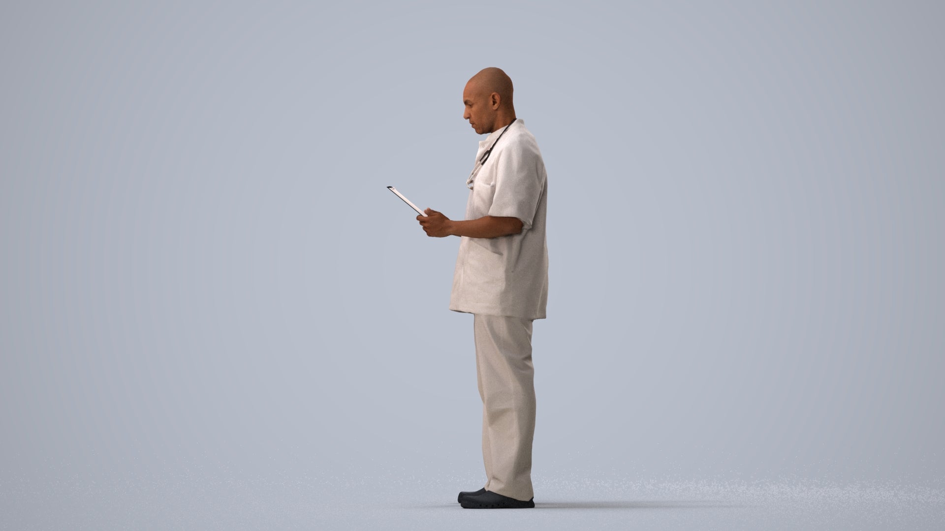 3D people model man medical, scanned human for 3ds Max rendering, three-quarter view render