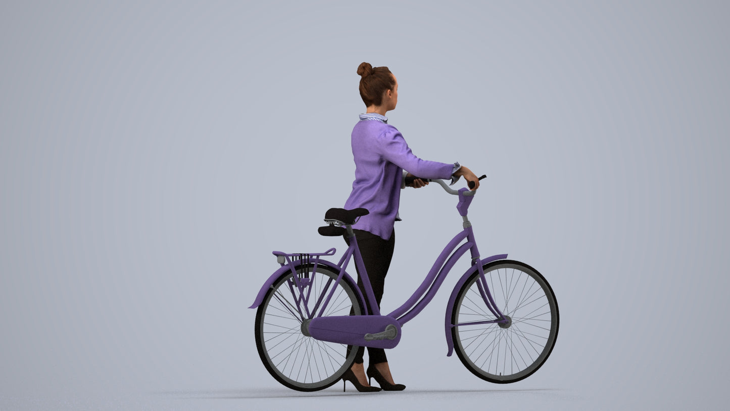 scanned 3D woman business walking, photogrammetry people for Enscape and V-Ray, side view render