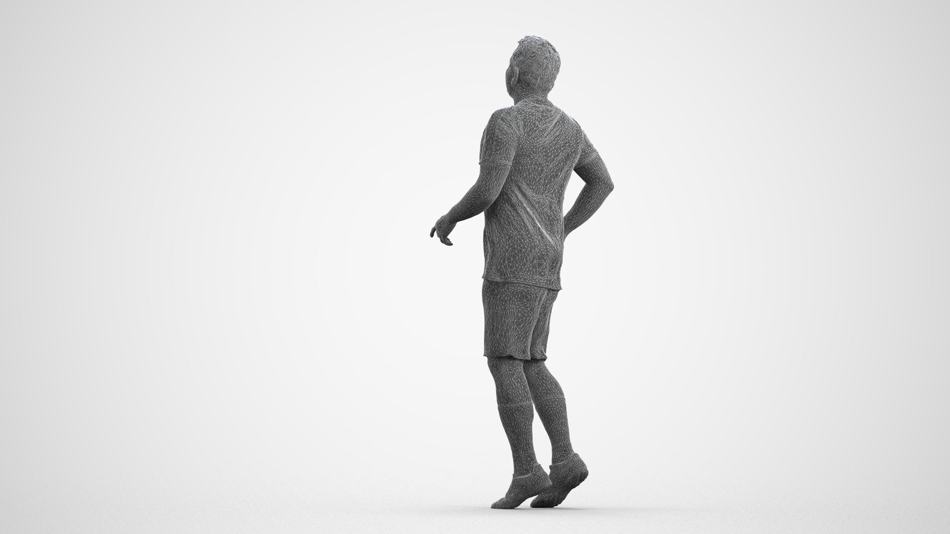 realistic 3D people man sport, render-ready for V-Ray and Corona, FBX OBJ, wireframe front view