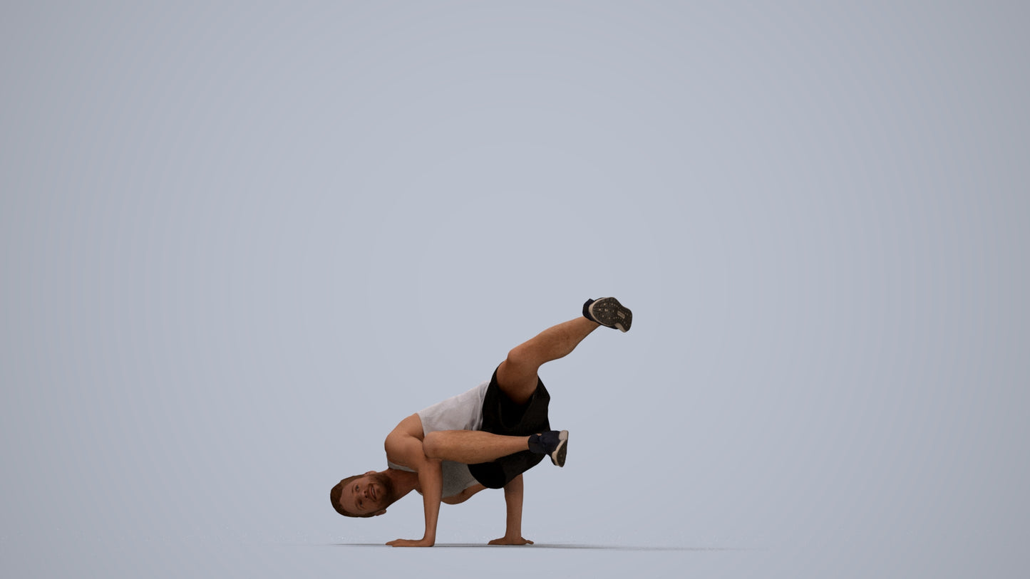 scanned 3D man sport, photogrammetry people for Enscape and V-Ray, top-down view render