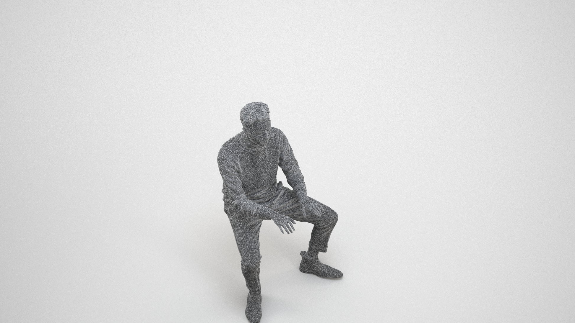 realistic 3D human man casual business, archviz people FBX OBJ for Blender, wireframe three-quarter view