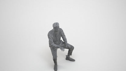 realistic 3D human man casual business, archviz people FBX OBJ for Blender, wireframe three-quarter view