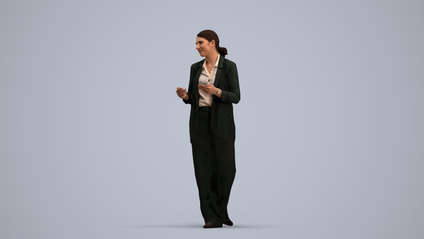 3D people model woman business walking, scanned human for 3ds Max rendering, standing pose render
