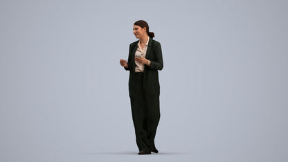 3D people model woman business walking, scanned human for 3ds Max rendering, standing pose render
