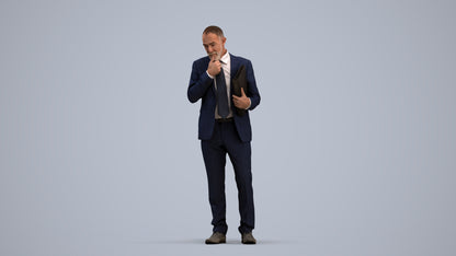 scanned 3D senior man business, photogrammetry people for Enscape and V-Ray, standing pose render