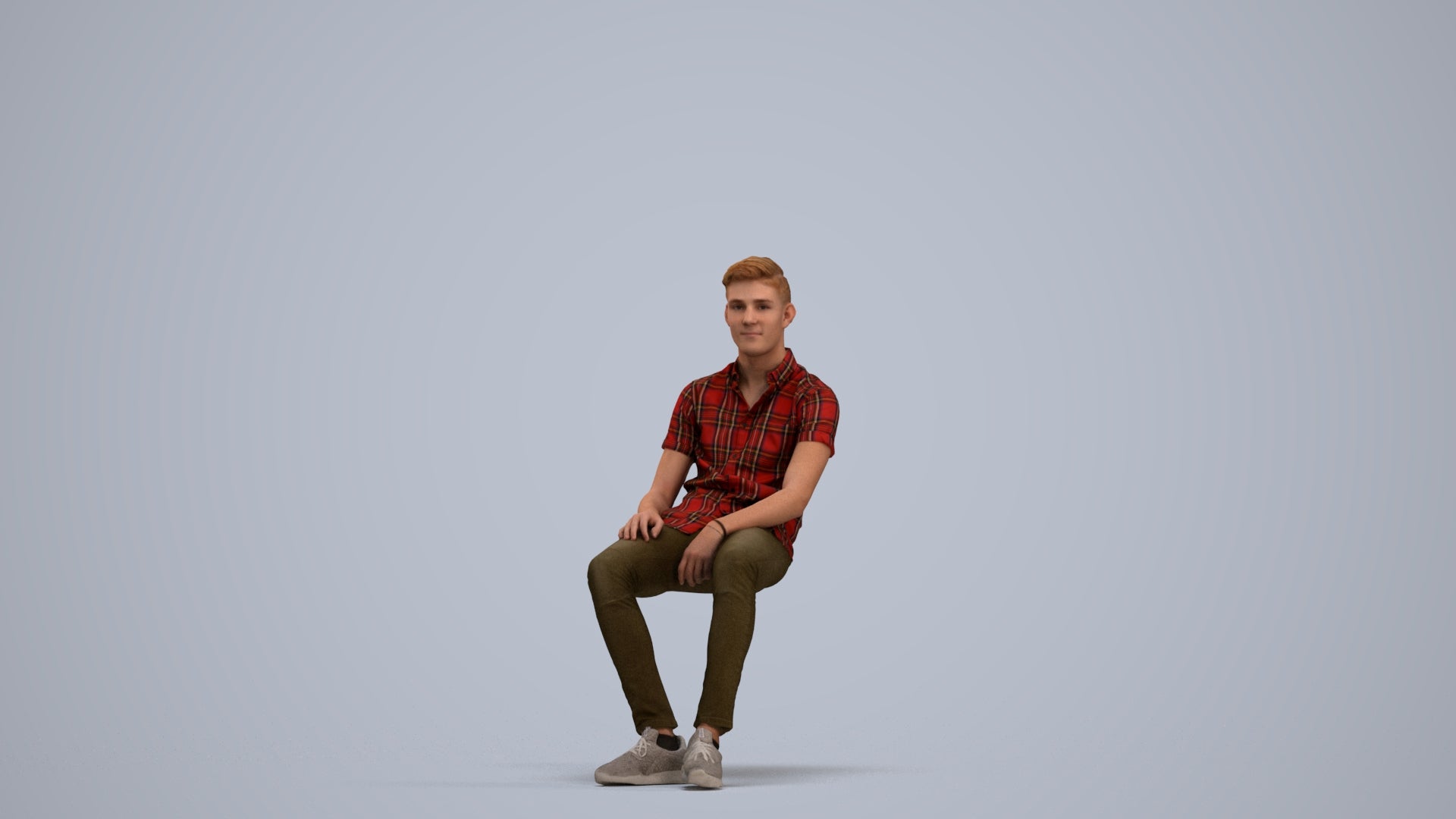 3D scanned man sitting casual, photorealistic archviz people for Enscape and SketchUp, standing pose render