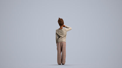 3D people model girl kids, scanned human for 3ds Max rendering, front view render
