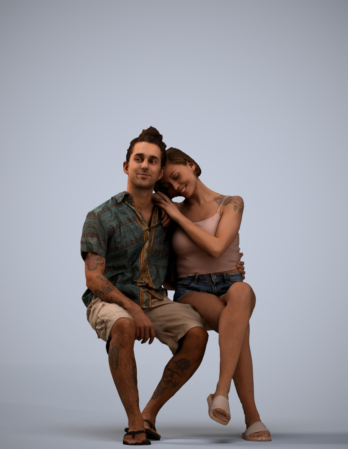 scanned 3D woman sitting, photogrammetry people for Enscape and V-Ray