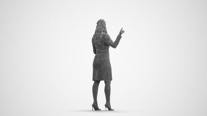 3D people model woman business, scanned human for 3ds Max rendering, wireframe front view