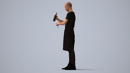 realistic 3D man hospitality, scanned archviz people for Blender and 3ds Max, three-quarter view render