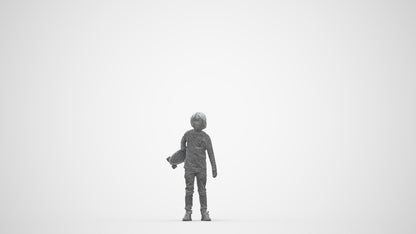 scanned 3D boy casual kids, photogrammetry people for Enscape and V-Ray, wireframe back view