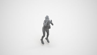 realistic 3D human girl casual kids, archviz people FBX OBJ for Blender, wireframe three-quarter view