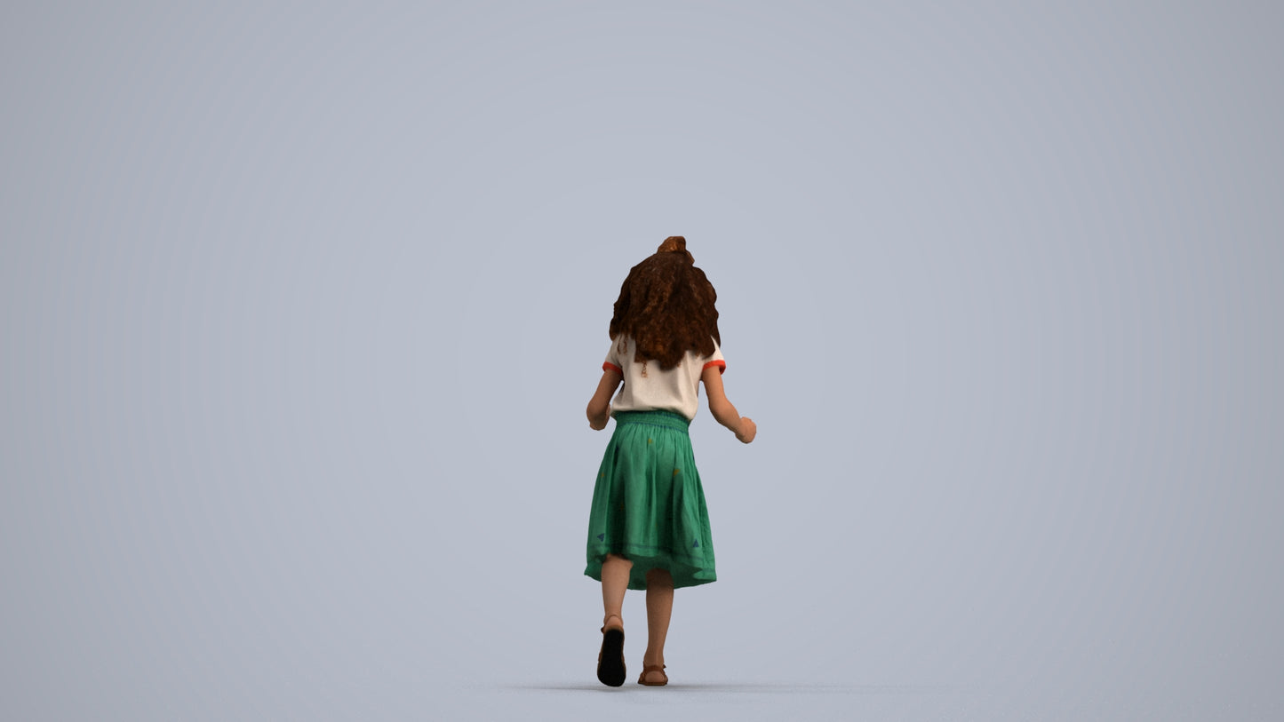 realistic 3D human girl casual kids, archviz people FBX OBJ for Blender, front view render