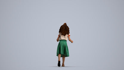 realistic 3D human girl casual kids, archviz people FBX OBJ for Blender, front view render