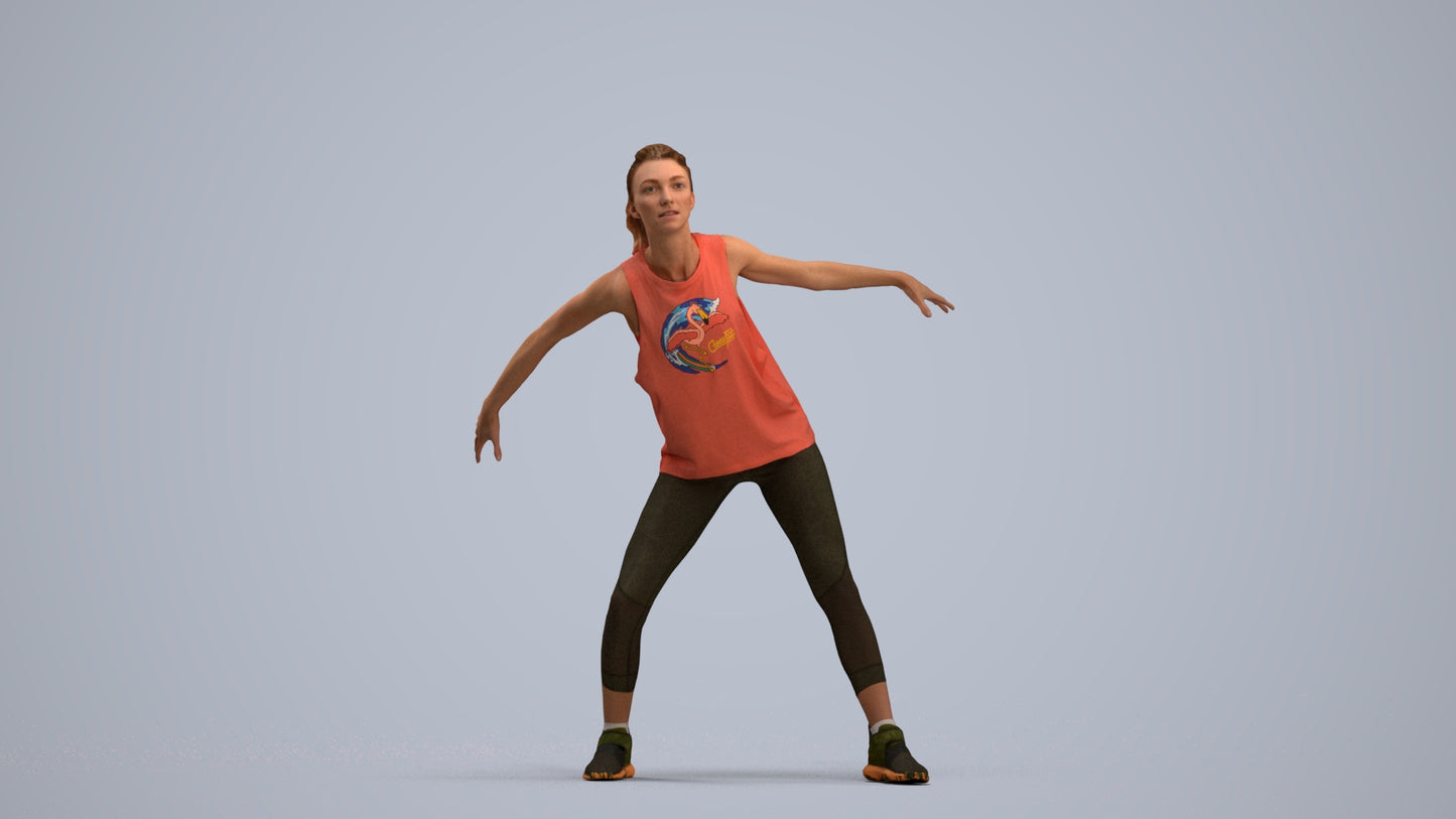 realistic 3D people woman sport, render-ready for V-Ray and Corona, FBX OBJ, standing pose render