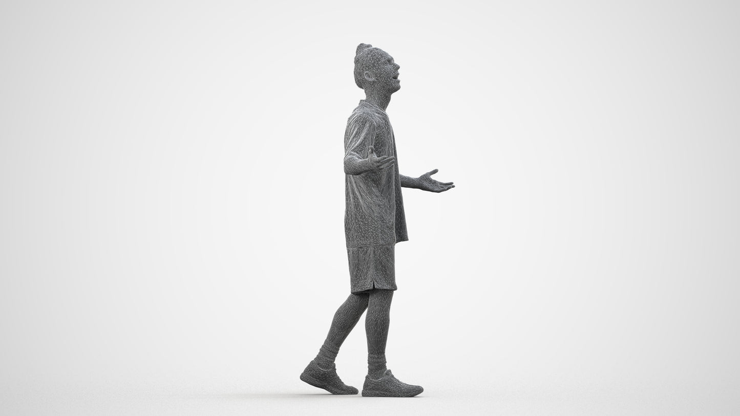realistic 3D human man sport, archviz people FBX OBJ for Blender, wireframe side view