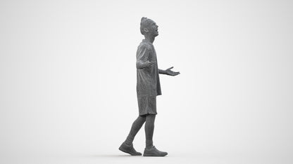 realistic 3D human man sport, archviz people FBX OBJ for Blender, wireframe side view