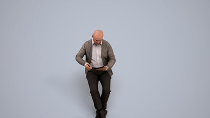 photogrammetry 3D senior man business, realistic human model archviz FBX, back view render