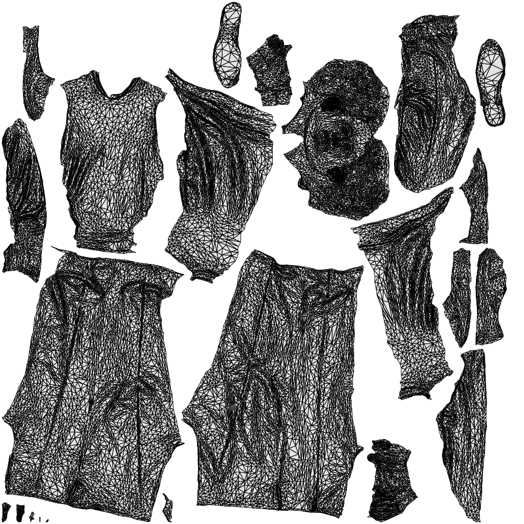 3D people model man casual standing, scanned human for 3ds Max rendering, wireframe top-down view