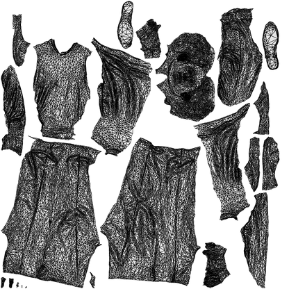3D people model man casual standing, scanned human for 3ds Max rendering, wireframe top-down view
