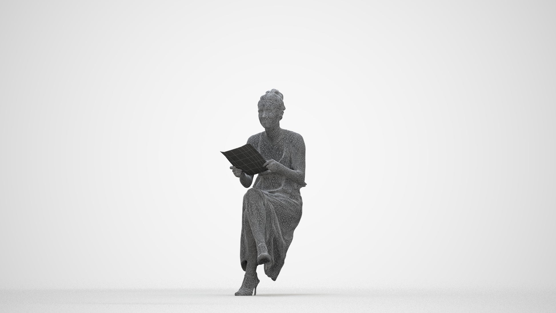 scanned 3D woman formal formalaffairs, photogrammetry people for Enscape and V-Ray, wireframe back view