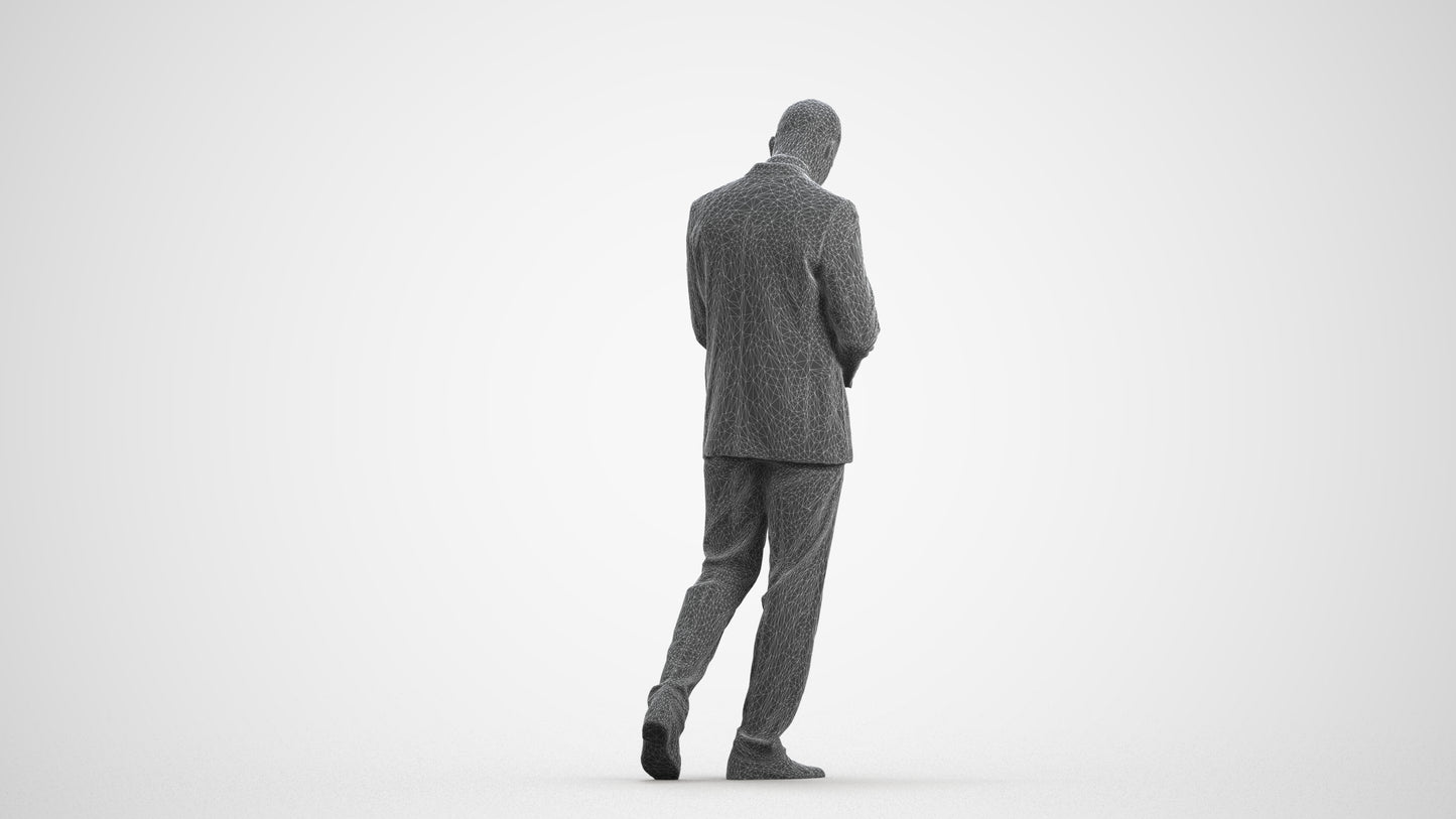 realistic 3D people man business, render-ready for V-Ray and Corona, FBX OBJ, wireframe front view